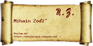 Mihain Zoé névjegykártya